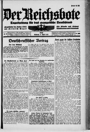 Der Reichsbote on Apr 21, 1926