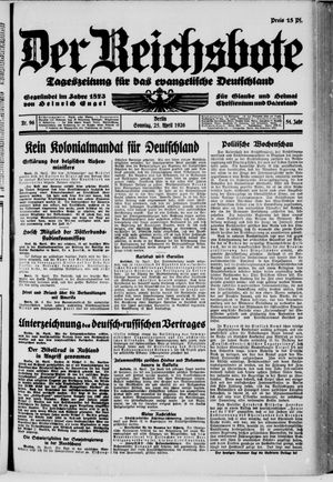 Der Reichsbote on Apr 25, 1926