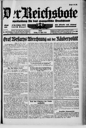 Der Reichsbote vom 30.04.1926