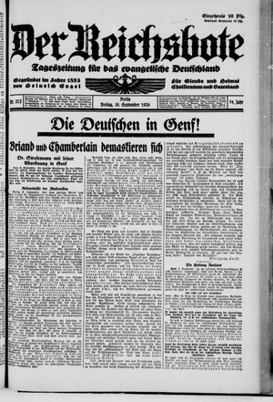 Der Reichsbote vom 10.09.1926