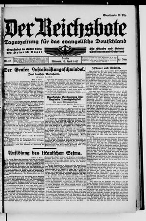 Der Reichsbote on Apr 13, 1927