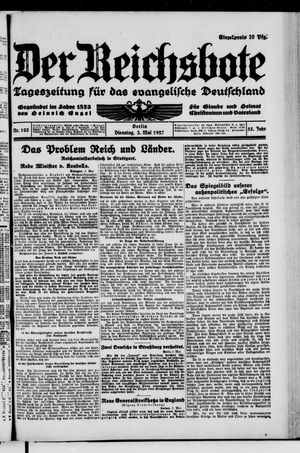 Der Reichsbote on May 2, 1927