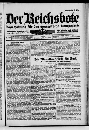 Der Reichsbote vom 11.06.1927