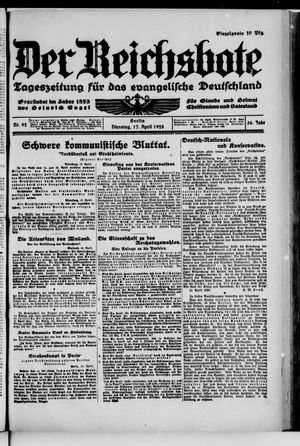 Der Reichsbote vom 17.04.1928