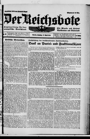 Der Reichsbote vom 27.04.1930
