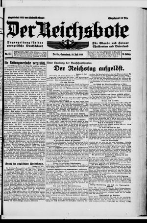 Der Reichsbote vom 19.07.1930