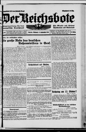 Der Reichsbote vom 17.09.1930