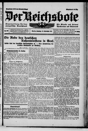 Der Reichsbote vom 13.09.1931
