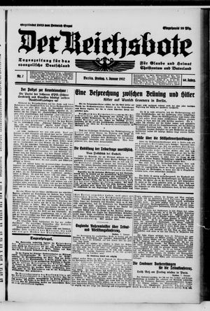 Der Reichsbote vom 08.01.1932