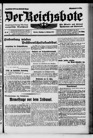 Der Reichsbote vom 16.02.1932