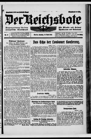 Der Reichsbote vom 10.04.1932