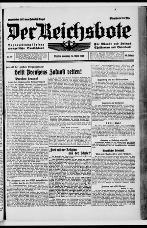 Der Reichsbote vom 24.04.1932