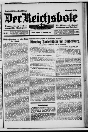 Der Reichsbote vom 11.09.1932