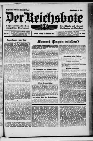 Der Reichsbote vom 25.11.1932