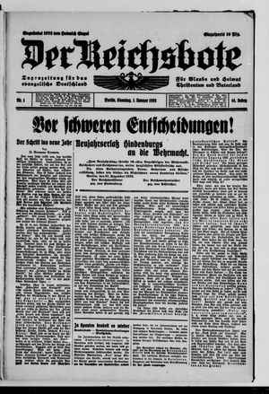 Der Reichsbote vom 01.01.1933