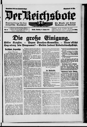 Der Reichsbote vom 31.01.1933