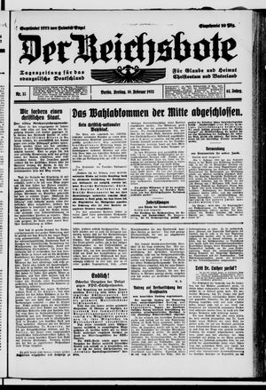 Der Reichsbote vom 10.02.1933