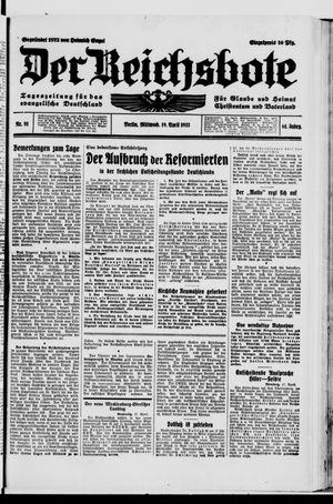Der Reichsbote vom 19.04.1933