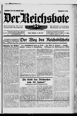 Der Reichsbote vom 31.05.1933