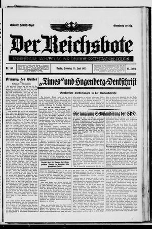 Der Reichsbote vom 18.06.1933