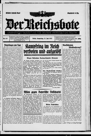 Der Reichsbote vom 22.06.1933