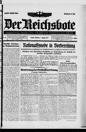 Der Reichsbote vom 01.08.1933