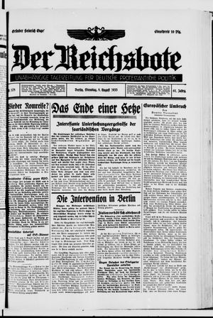Der Reichsbote vom 08.08.1933