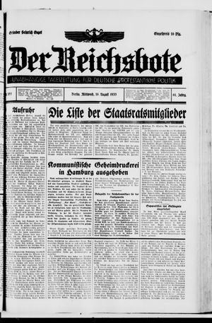 Der Reichsbote vom 16.08.1933