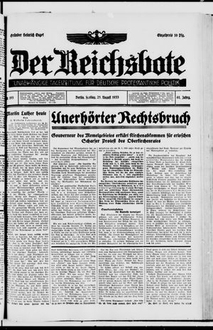 Der Reichsbote vom 25.08.1933