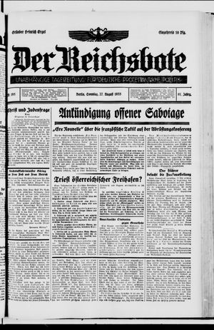 Der Reichsbote vom 27.08.1933