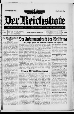 Der Reichsbote vom 30.08.1933