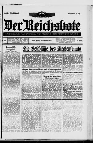 Der Reichsbote vom 08.09.1933