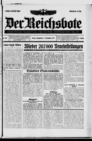 Der Reichsbote vom 09.09.1933