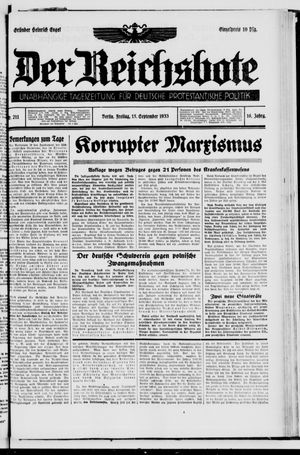 Der Reichsbote vom 15.09.1933