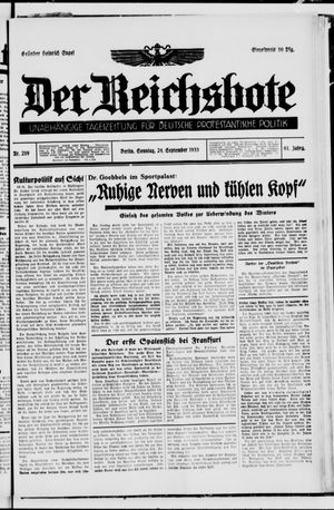 Der Reichsbote vom 24.09.1933