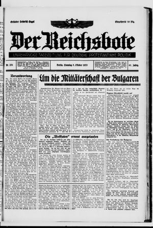Der Reichsbote vom 08.10.1933