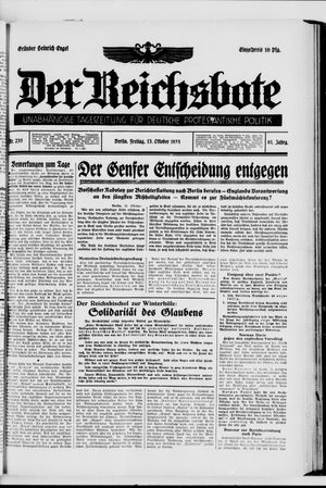 Der Reichsbote vom 13.10.1933