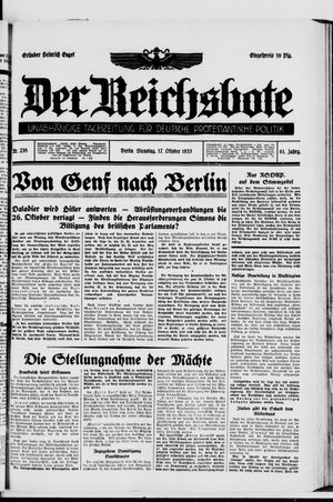 Der Reichsbote vom 17.10.1933