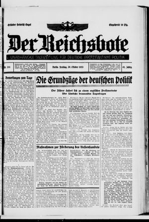 Der Reichsbote vom 20.10.1933