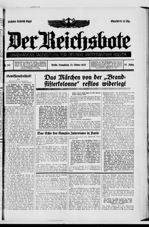 Der Reichsbote vom 21.10.1933