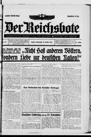 Der Reichsbote vom 26.10.1933
