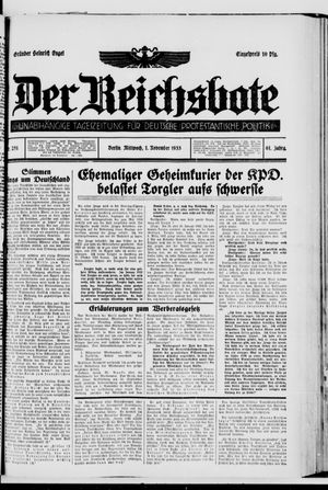 Der Reichsbote vom 01.11.1933