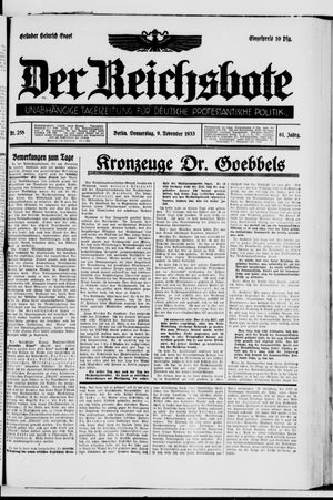 Der Reichsbote vom 09.11.1933