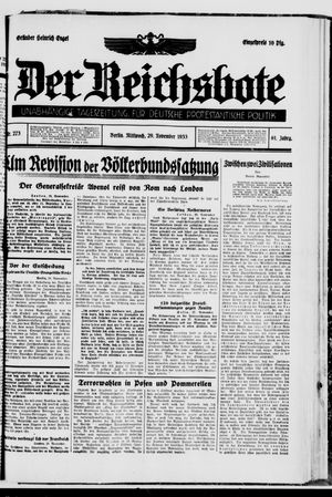 Der Reichsbote on Nov 29, 1933