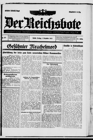 Der Reichsbote on Dec 1, 1933