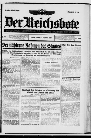 Der Reichsbote on Dec 3, 1933