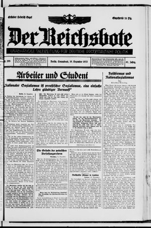 Der Reichsbote vom 16.12.1933