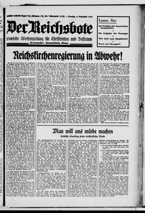 Der Reichsbote vom 09.09.1934