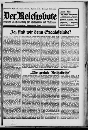 Der Reichsbote vom 07.10.1934