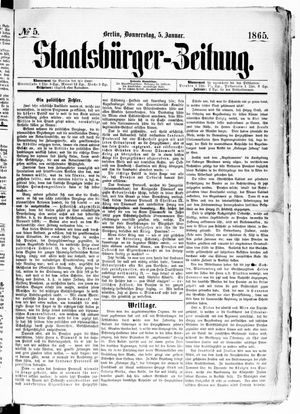 Staatsbürger-Zeitung vom 05.01.1865